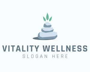 Wellness - Wellness Stone Stack Leaf logo design