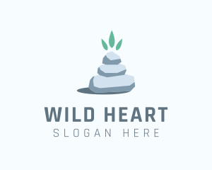 Wellness Stone Stack Leaf logo design