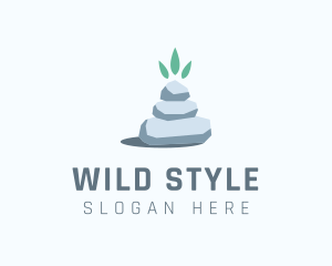 Wellness Stone Stack Leaf logo design