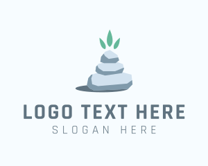 Sleep - Wellness Stone Stack Leaf logo design