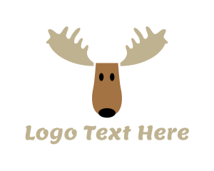 Reindeer - Moose Antlers Cartoon logo design