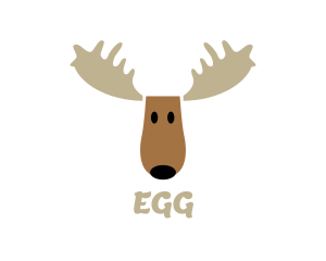 Head - Moose Antlers Cartoon logo design