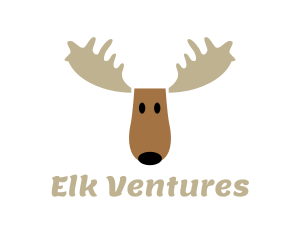 Elk - Moose Antlers Cartoon logo design