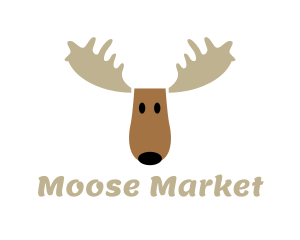 Moose Antlers Cartoon logo design