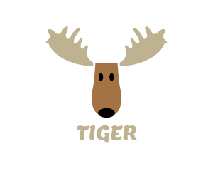 Petting Zoo - Moose Antlers Cartoon logo design