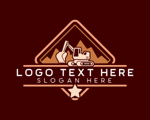 Rocks - Excavator Digger Backhoe logo design