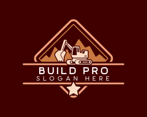 Emblem - Excavator Digger Backhoe logo design