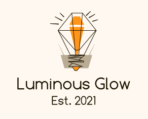 Illuminated - Diamond Light Bulb logo design
