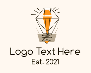 Lighting - Diamond Light Bulb logo design