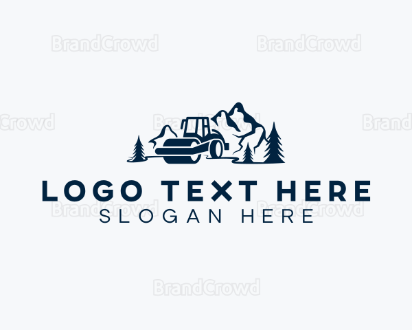 Construction Road Roller Mountain Logo