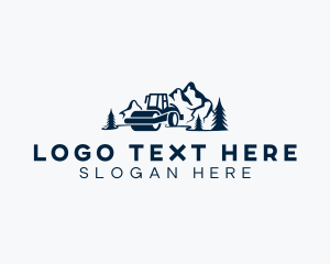 Mining - Construction Road Roller Mountain logo design