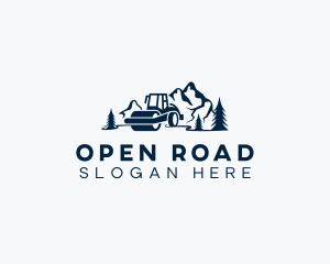 Construction Road Roller Mountain logo design