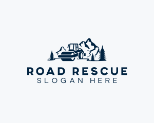 Construction Road Roller Mountain logo design