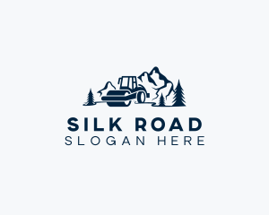 Construction Road Roller Mountain logo design