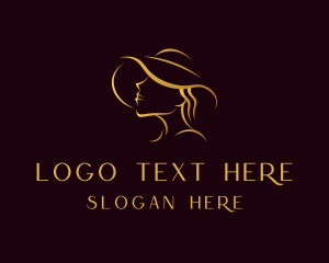 Gold - Fashion Hat Woman logo design