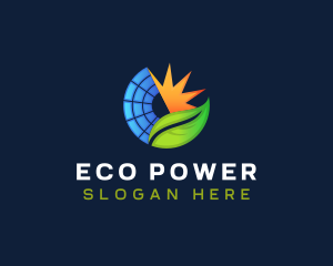 Renewable Energy - Solar Energy Leaf logo design