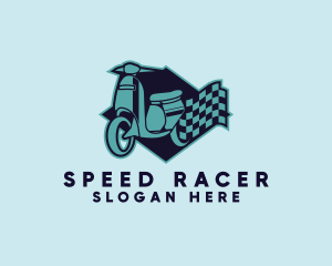 Racing - Scooter Racing Flag logo design