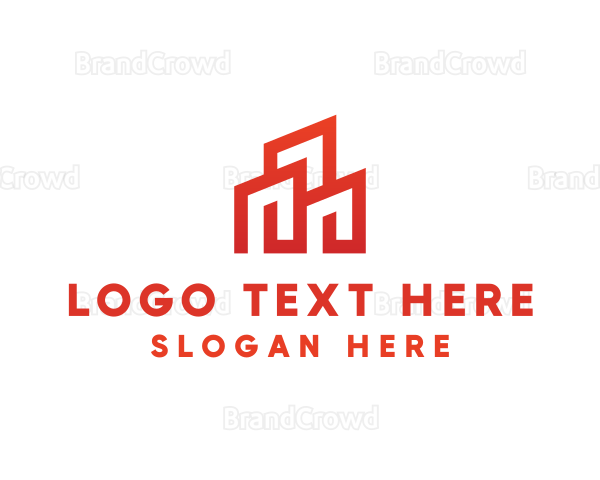 Red Modern Building Logo