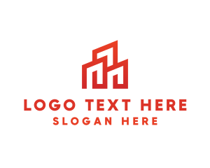 Property Services - Red Modern Building logo design