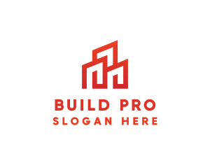 Red Modern Building logo design