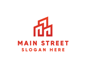 Town - Red Modern Building logo design