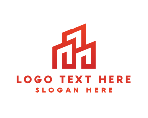 Red - Red Modern Building logo design