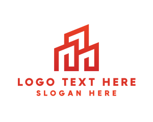 Red Modern Building Logo