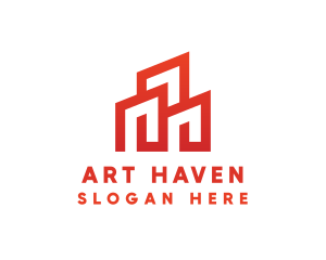 Red Modern Building logo design