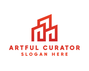 Red Modern Building logo design