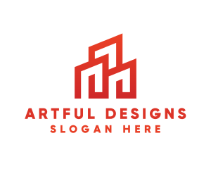 Red Modern Building logo design