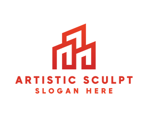 Red Modern Building logo design