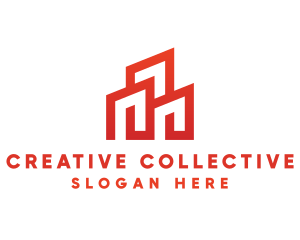 Red Modern Building logo design