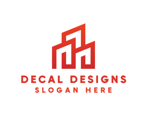 Red Modern Building logo design