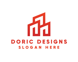 Red Modern Building logo design