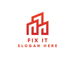 Red Modern Building logo design