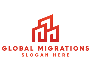 Red Modern Building logo design