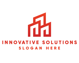 Red Modern Building logo design