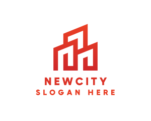 Red Modern Building logo design