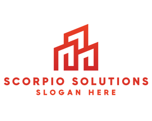 Red Modern Building logo design