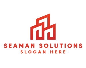 Red Modern Building logo design