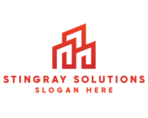 Red Modern Building logo design