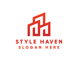 Red Modern Building logo design