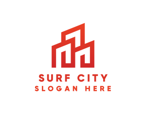 Red Modern Building logo design