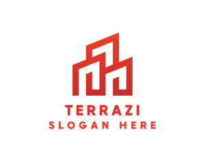 Red Modern Building logo design