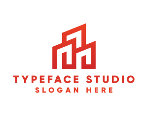 Red Modern Building logo design