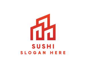 Red Modern Building logo design