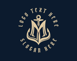 House Boat - Nautical Anchor Letter M logo design