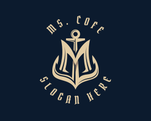 Maritime Anchor Letter M logo design