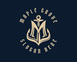 Maritime Anchor Letter M logo design