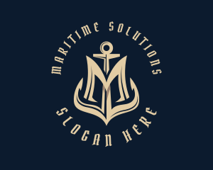 Naval - Maritime Anchor Letter M logo design